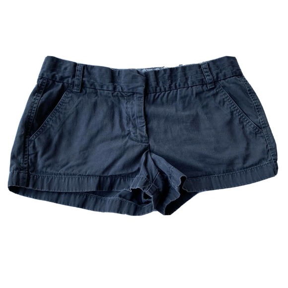 J. Crew Pants - J. Crew Short Shorts Sz 8M Broken In Chino Blue Gray Cotton Flat Front Womens